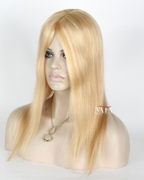 14-Inch Champagne Blonde Straight Human Hair Glueless Wig 