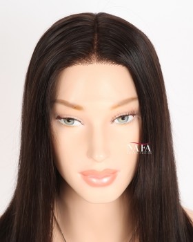14-Inch Dark Brown Straight Hair Lace Front Wig