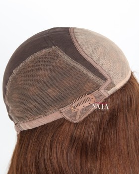 14-inch Straight Chestnut Medium Brown Human Hair Wig