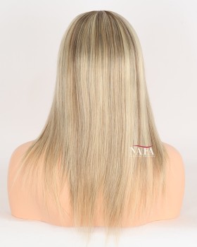 14-Inch Straight Glueless Hd Lace Ombre Blonde Hair Wig