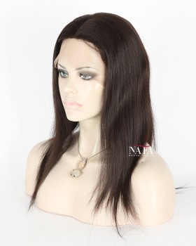 14 Inch Straight Black Silk Top Human Hair Wig