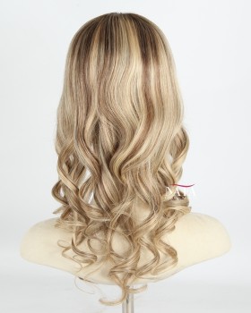 16-inch-glueless-front-lace-beach-wave-honey-blonde-and-brown-highlights-wig
