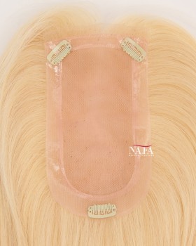 16-Inch Blonde Silk Top Human Hair Topper for Hair Loss At the Top Of Head Female