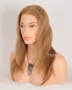 16-Inch Brazilian Golden Brown Full Lace Human Hair Wig