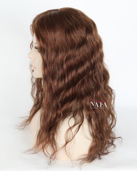 16-Inch Chestnut Brown Wavy Glueless Full Lace Wig