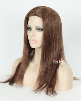 16-Inch Chocolate Brown Glueless Silk Top Full Lace Human Hair Wig