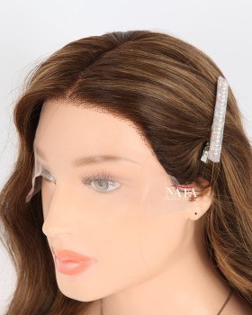 16-Inch Chocolate Dark Brown Highlight Human Hair Wig