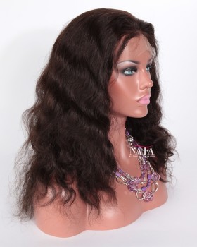 16-Inch Indian Remy Natural Wave Real Human Hair Wig for Women
