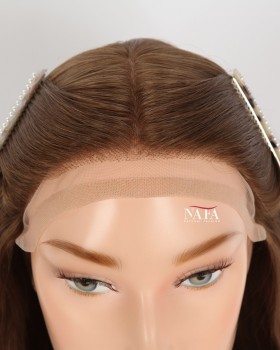 16-Inch Light Brown Human Hair Permanent Medical Wig for Alopecia