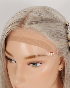 16-Inch Long European Human Hair White Blonde and Black Wig