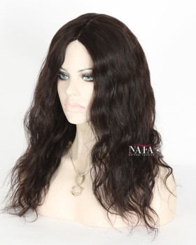 16-Inch Medium Length Wavy Black Human Hair Wig