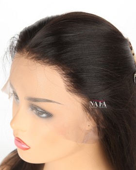 16-Inch Natural Human Hair Straight Lace Front Wig