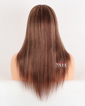 16-Inch Natural Looking Brown Wig with Blonde Highlights for Hair Loss