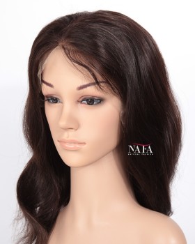 16-Inch Natural Straight Human Hair Wig for Ladies
