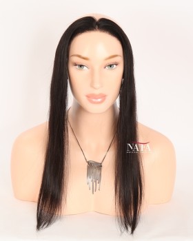 16-Inch Off Black Women's Hair Piece for Receding Hairline
