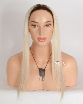 16-Inch Ombre White Hair Wig Topper for Thinning Hairline