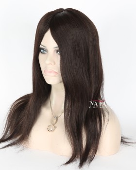 16-Inch Straight Afro Brown Human Hair Wig
