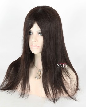 16-Inch Straight Brazilian Human Hair Glueless Frontal Wig