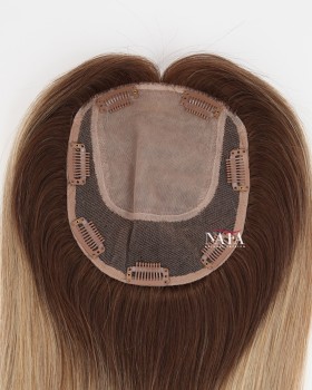 16 In Ombre Rooted Blonde Silk Base Hair Topper