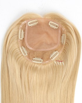 16 Inch All One Length Blonde Female Hair Topper