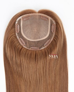 16 Inch All One Length Light Brown Hair Topper for Women