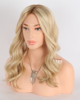 16 Inch Blonde Glueless Human Hair Wig Loose Wave