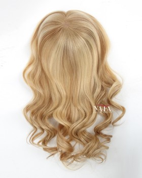 16 Inch Blonde Human Hair Curly Hair Toppers for Women Thinning Crown