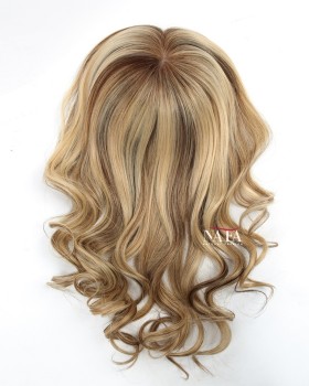 16 Inch Blonde Human Thin Hair Thick Wig Topper