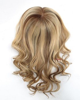 16 Inch Blonde Human Thin Hair Thick Wig Topper