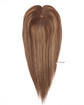 16 Inch Brown and Light Brown Ombre Female Silk Base Hair Topper