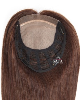 16 Inch Dark Brown Silk Base Female Hair Topper