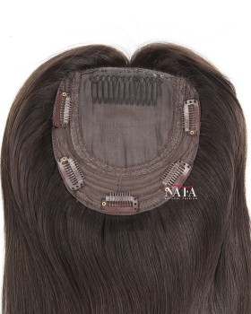 16 Inch European Silk Base Dark Brown Female Hair Topper