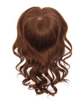 16 Inch Large Silk Base Brown Wavy Ladies Hair Topper