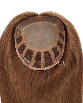 16 Inch Large Silk Base Hidden Brown Hair Topper for Thinning Crown
