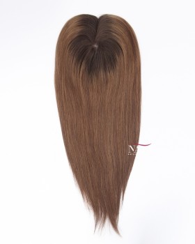 16 Inch Light Brown Human Hair Clip In Hair Topper for Thinning Hair