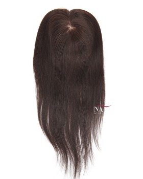 16 Inch Natural Black Hair Lace Topper with Silk Base for Alopecia