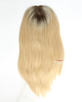 16 Inch Ombre Blonde Human Hair Topper For Women