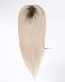16 Inch Ombre Blonde Silk Base Human Hair Topper for Women