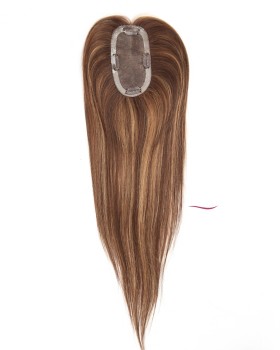16 Inch Ombre Brown Hair with Blonde and Dark Brown Highlights Hair Piece for Women
