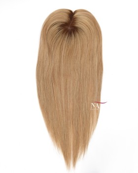 16 Inch Ombre Brown to Blonde Silk Base Hair Topper for Alopecia