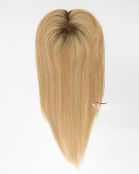 16 Inch Ombre Brown to Blonde Silk Hair Topper for Hair Loss