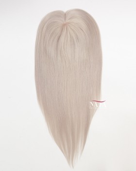 16 Inch Silver White Silk Base Ladies Hair Topper