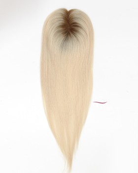 16 Inch Small Mono Platinum Blonde Hair Topper for Ladies