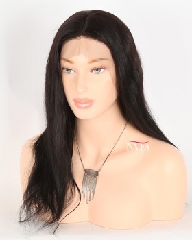 16 Inch Straight Black Silk Base Women's Realistic Wig
