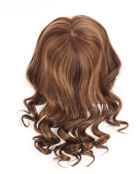 16 Inch Top Rated Ladies Wavy Human Hair Topper Silk Base 