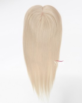 16 Inch White Human Hair Silk Topper for Thinning Hair