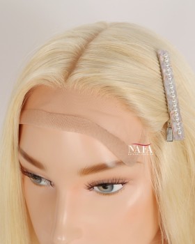 18-Inch 613 Blonde Straight Silk Top Human Hair Wig