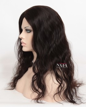 18-Inch Brazilian Hair Natural Wave Dark Brown Wig
