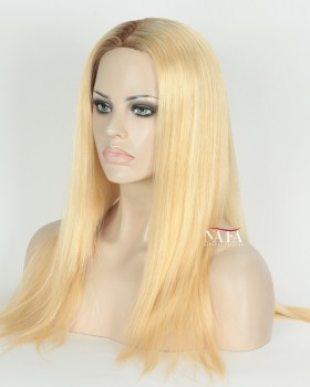 18-Inch Brown and Blonde Ombre Human Hair Wig