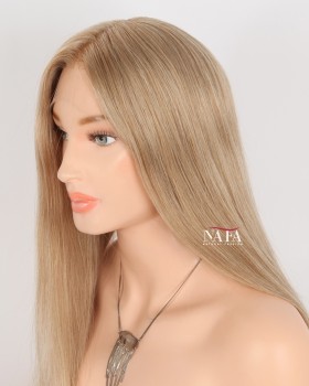 18-Inch Light Ash Blonde Silky Straight Human Hair Wig